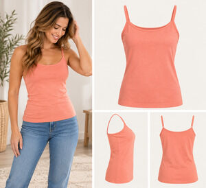 Bobbie Brooks Coral Cami Tank Top Size XL Cotton Stretch